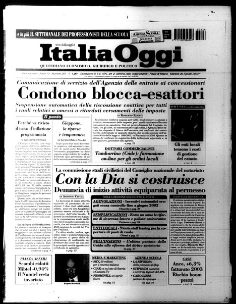 Italia oggi : quotidiano di economia finanza e politica